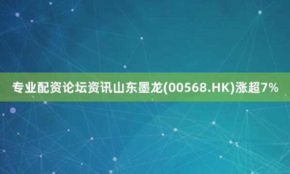 专业配资论坛资讯山东墨龙(00568.HK)涨超7%